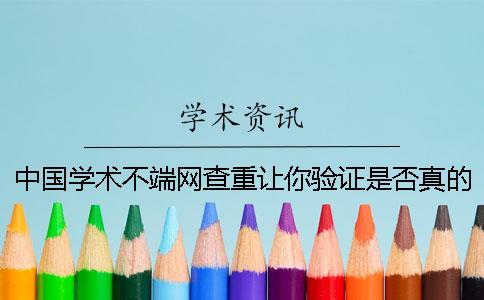 中国学术不端网查重让你验证是否真的？