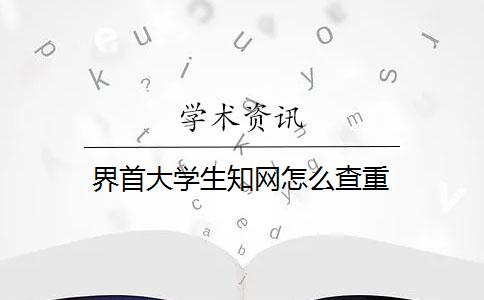 界首大学生知网怎么查重