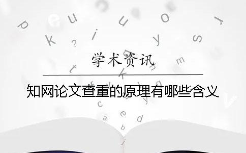 知网论文查重的原理有哪些含义